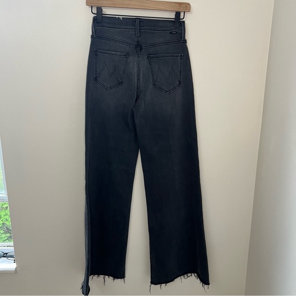 MOTHER Black Jeans The Tomcat Roller Fray Women's Size 25 Dark Flare Wide Leg - Picture 6 of 10